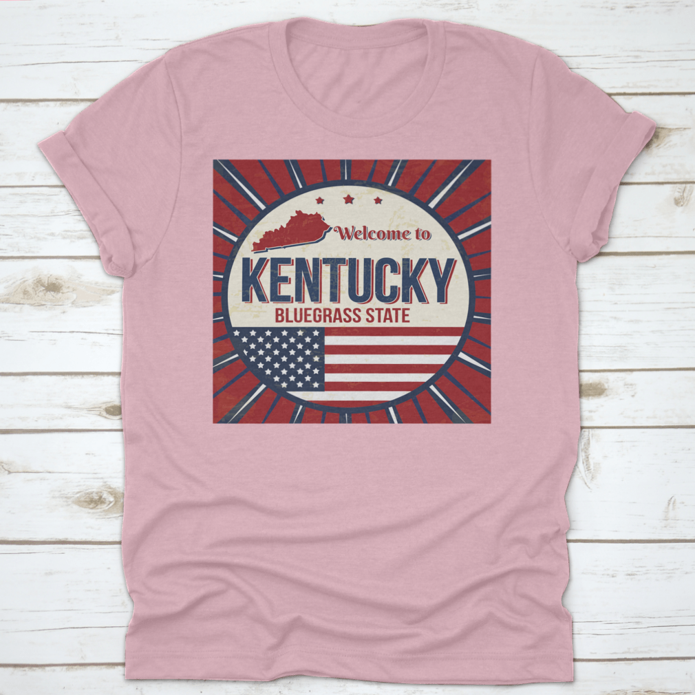A comfortable t-shirt featuring a detailed map of Kentucky, showcasing the Bluegrass State with vibrant colors and quality fabric.